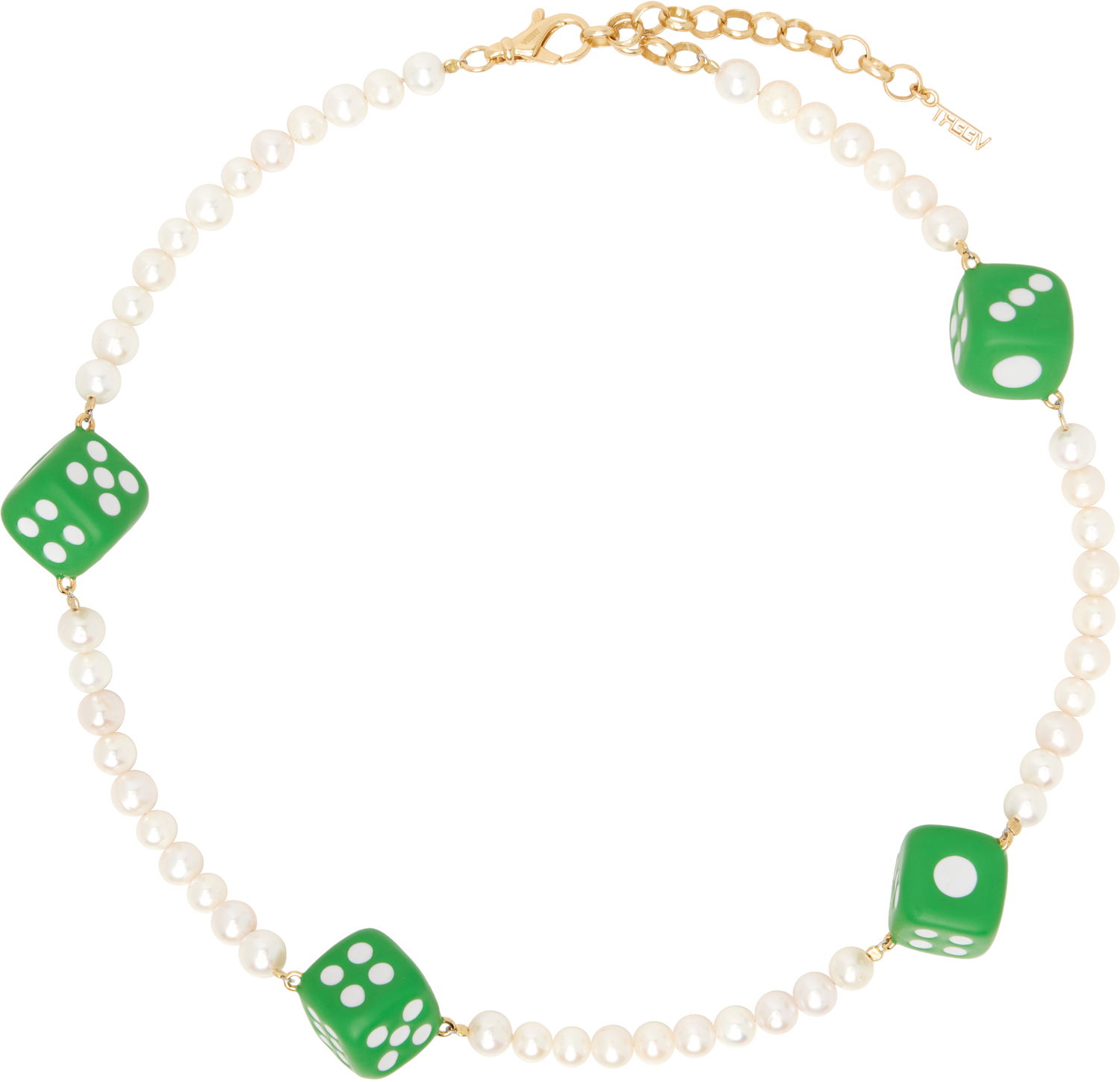 Náhrdelník VEERT VEERT Pearl and Dice Necklace Zelené | CA07PL, 0