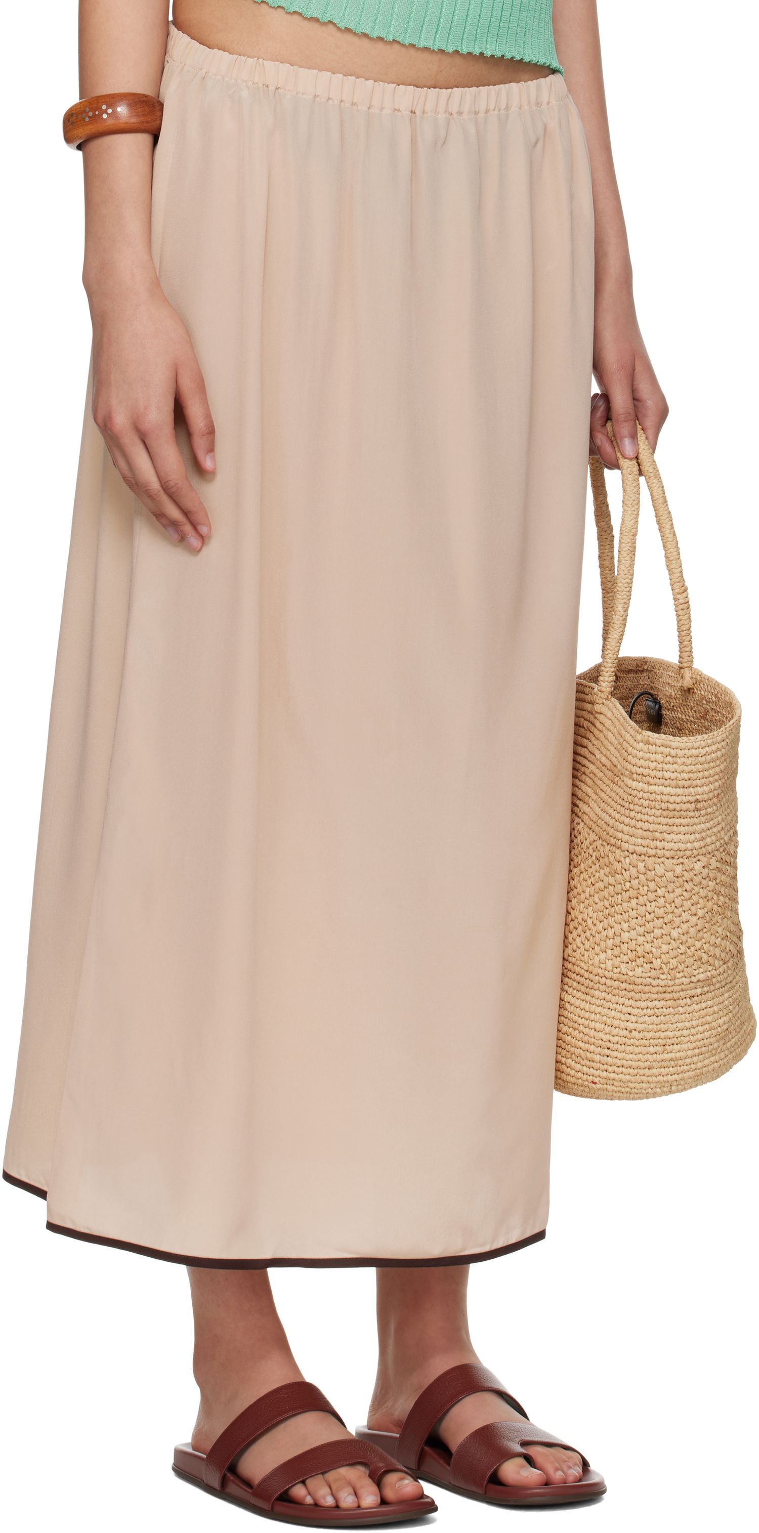 Sukňa Baserange Baserange Silk Maxi Slip Skirt Béžová | KIN SKIRT, 1