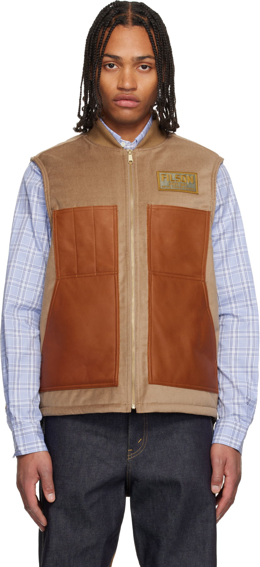 Vesta Junya Watanabe Filson Edition Faux-Suede Leather-Panel Vest Hnedá | WP-V002-051