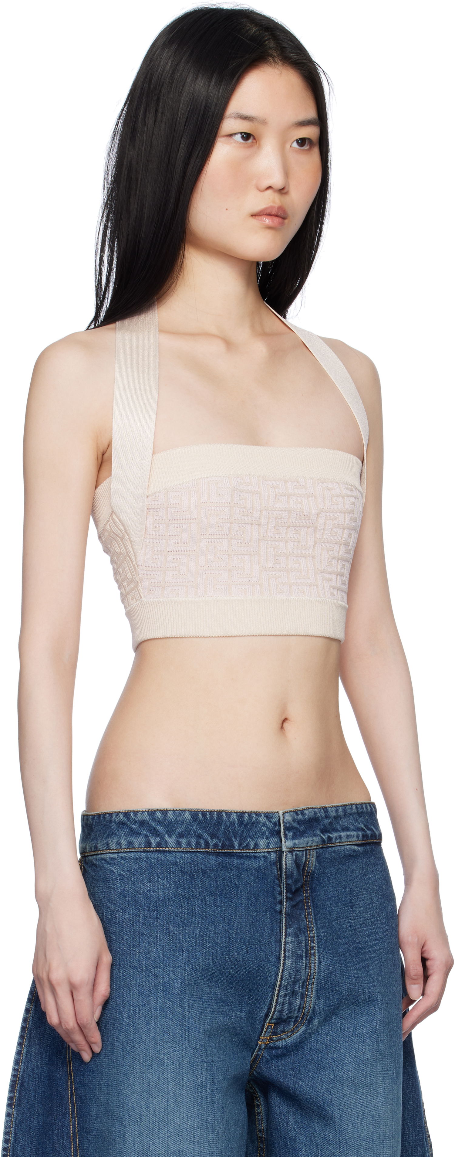 Tielko Balmain Labyrinth Monogram Tank Top Béžová | EF1AA025KI02, 1