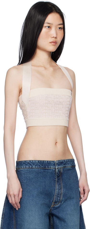 Tielko Balmain Labyrinth Monogram Tank Top Béžová | EF1AA025KI02, 1