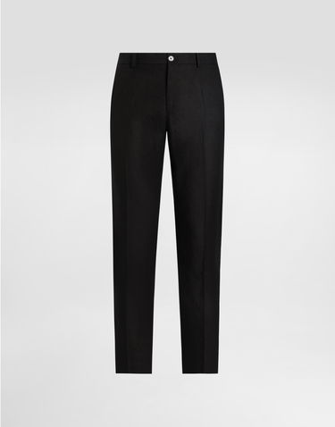 Nohavice Dolce & Gabbana Dolce & Gabbana Linen Trousers 46 Čierna | GY6FETGJ663N0000, 0
