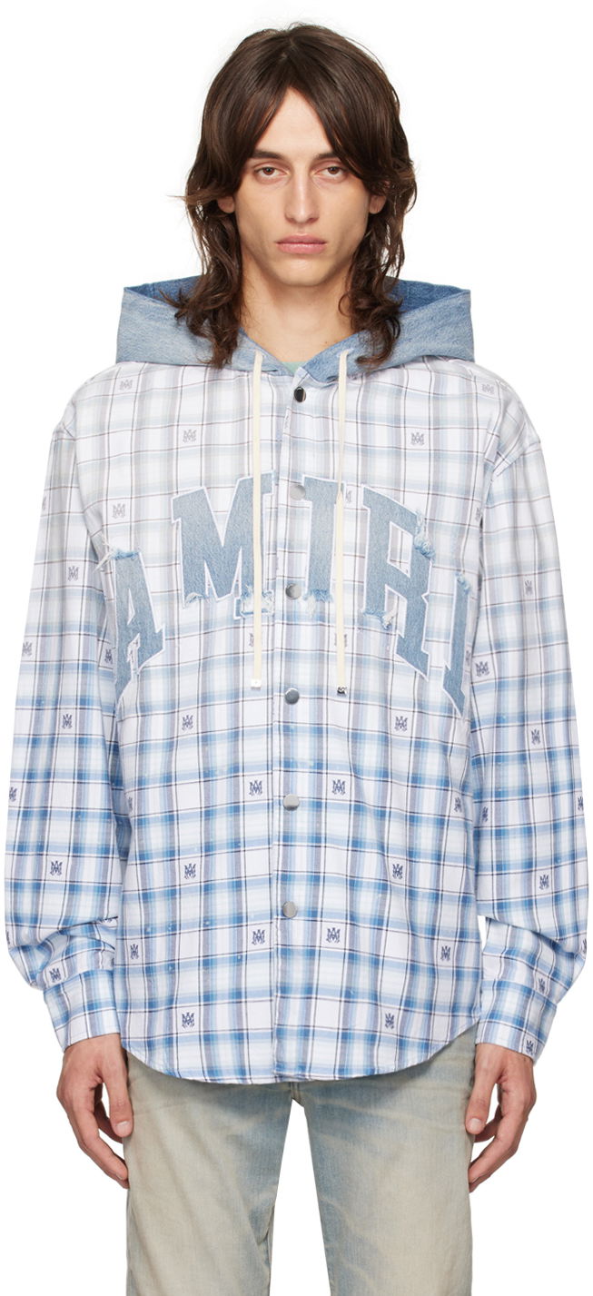 Košeľa AMIRI Hooded Overshirt Modrá | AMSTOS1016, 0