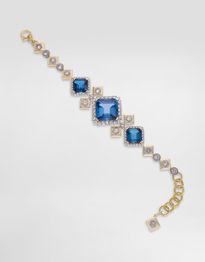 Náramok Dolce & Gabbana Dolce & Gabbana Eleganza 18K Gold, Topaz, and Sapphire Bracelet Modrá | WBSA2GWTOP187583