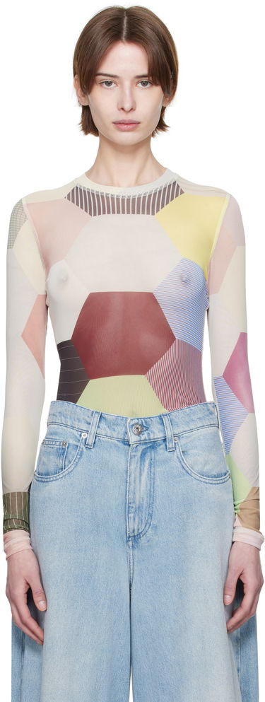 Body JW Anderson JW Anderson Patchwork Print Sheer Long Sleeve T-Shirt Rôznofarebný | JO0138-PG1722, 0