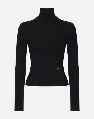 Sveter Dolce & Gabbana Dolce & Gabbana Viscose Turtle-Neck Sweater with Logo Čierna | FXW16TJFMFKN0000, 0