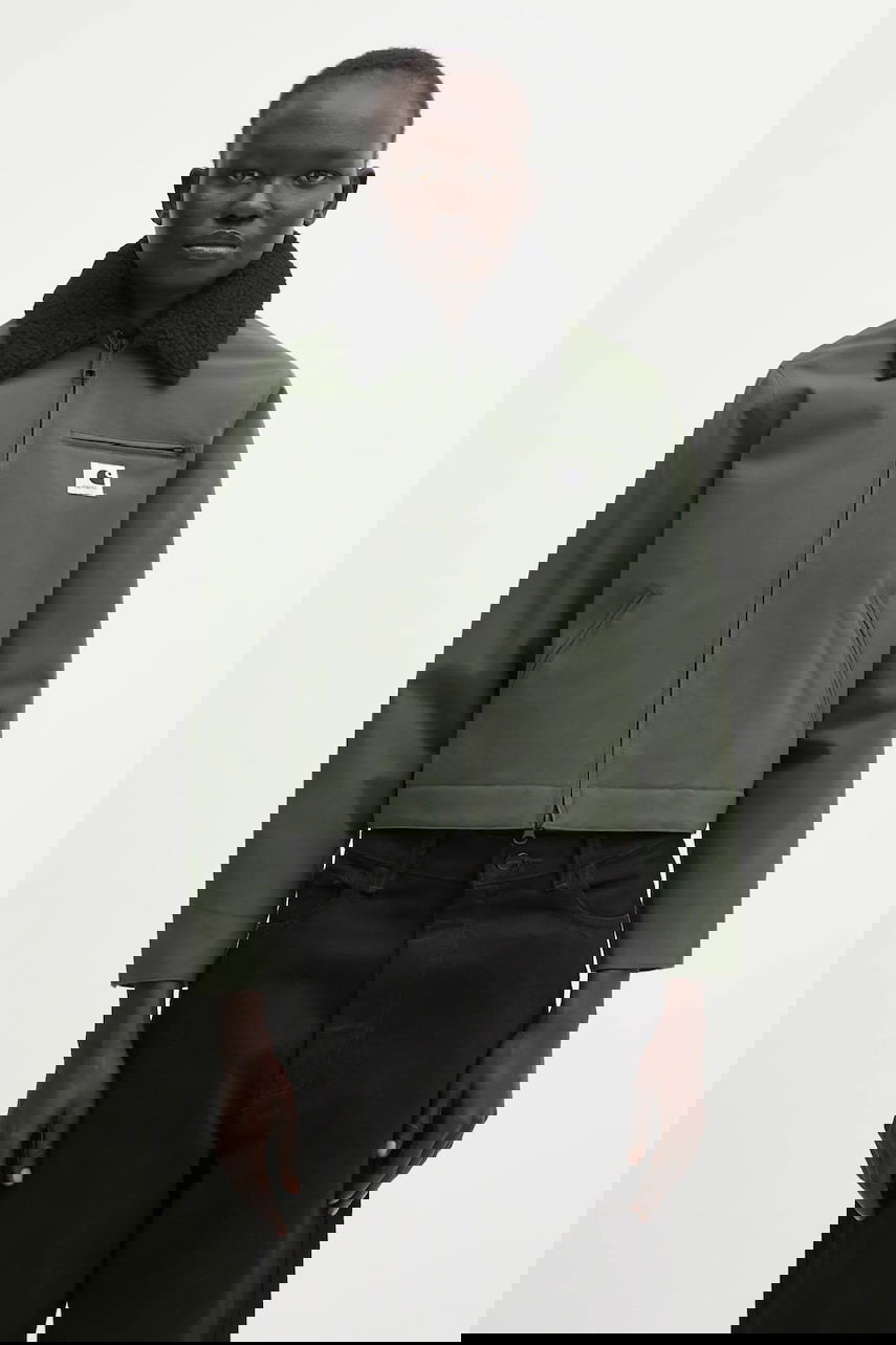 Bunda Carhartt WIP Newkirk Cropped Jacket with Faux Fur Collar Zelené | I035699.3CWXX, 0