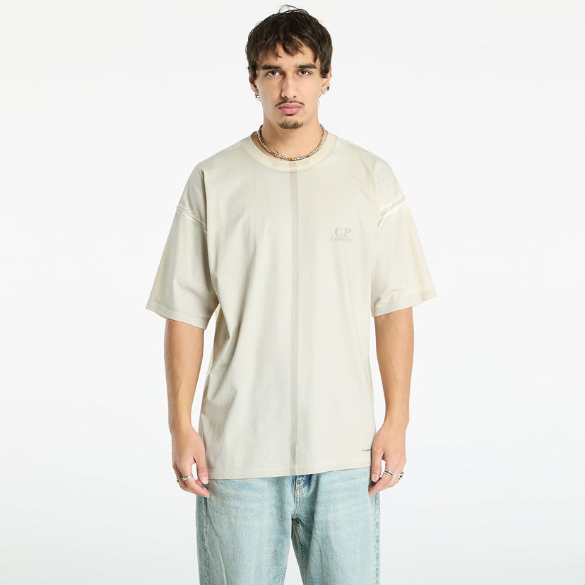 Tričko C.P. Company C.P. Company 24/1 Jersey Short Sleeve Printed Logo T-Shirt Béžová | 19CMTS231A005431P-402