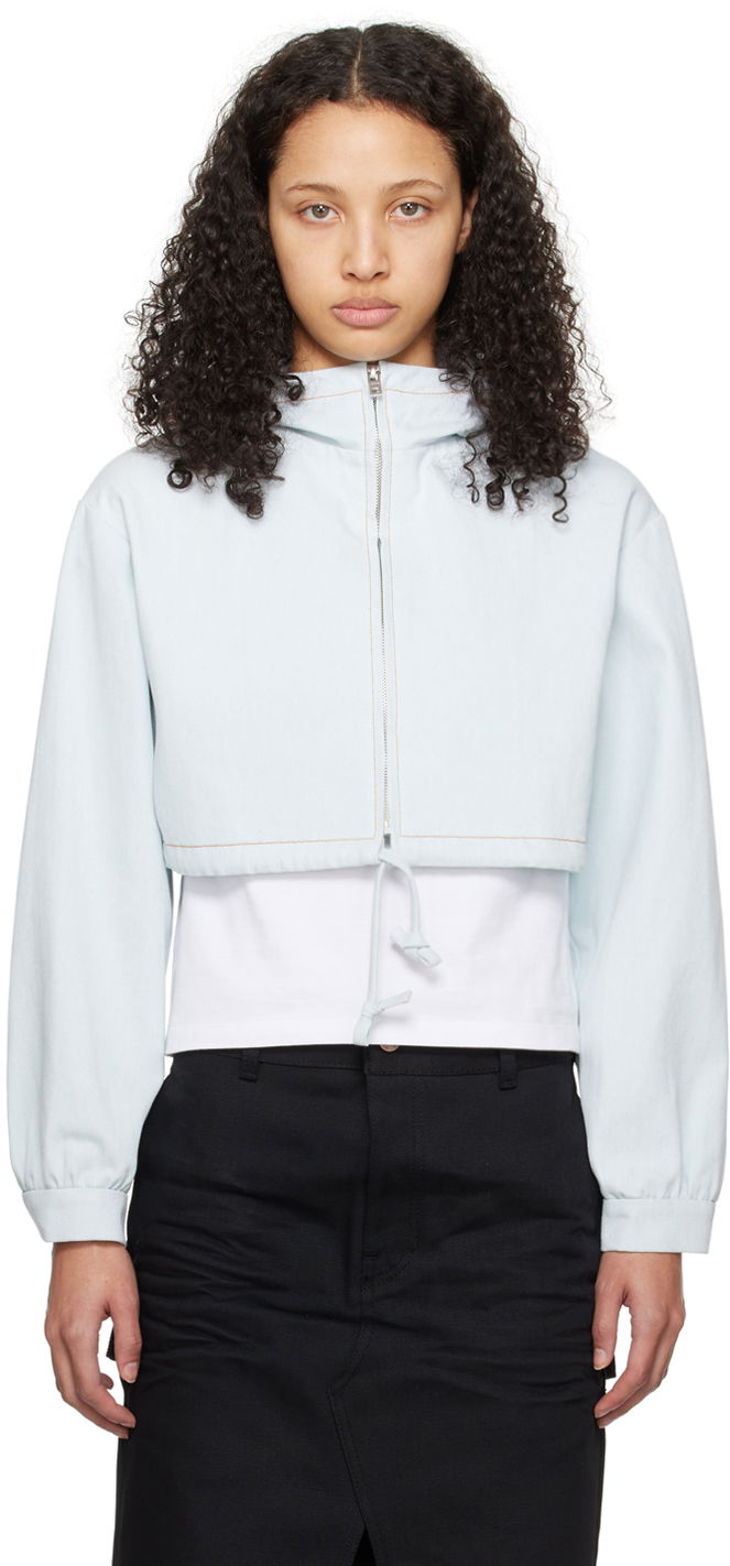 Mikina We11done Cropped Denim Hoodie Jacket Modrá | WD-JP0-24-093-W-IC, 0