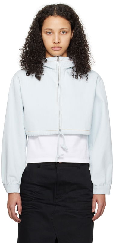 Mikina We11done Cropped Denim Hoodie Jacket Modrá | WD-JP0-24-093-W-IC, 0