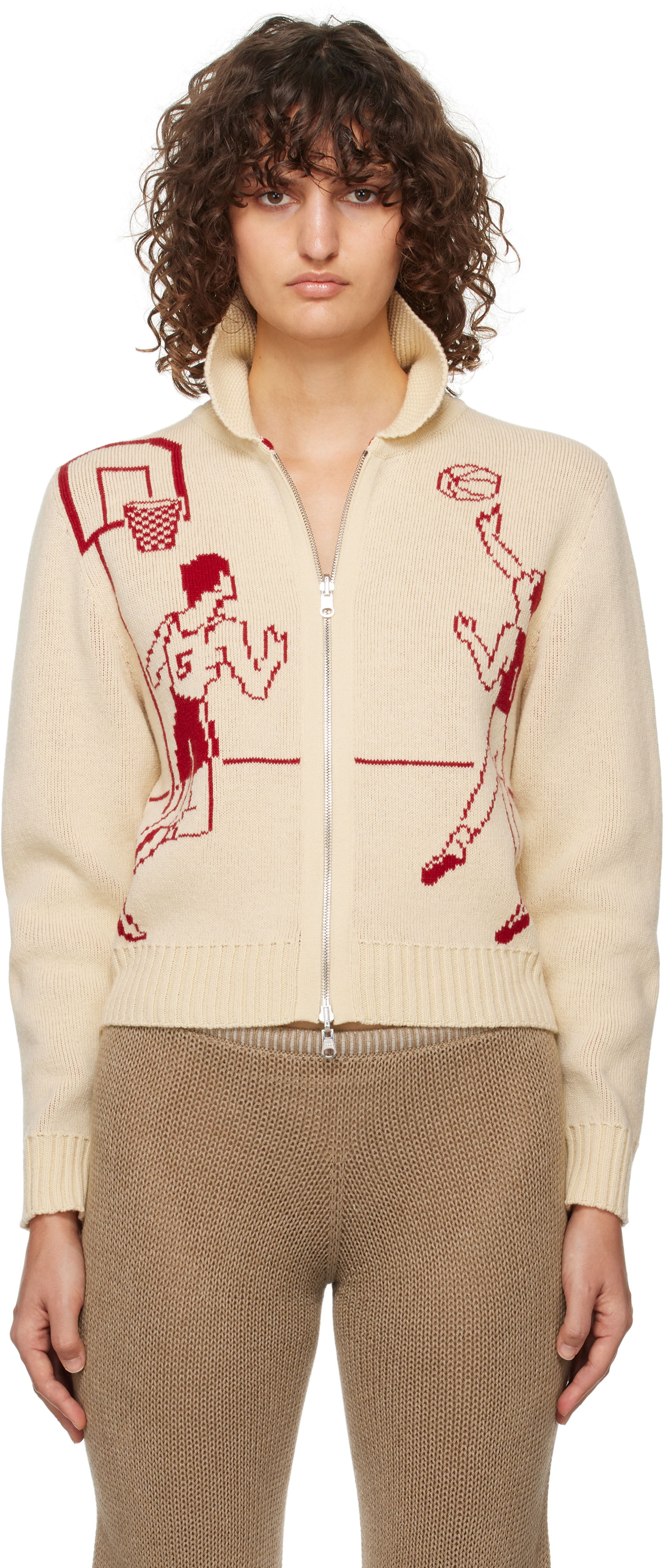 Reversible Basketball Print Knit Cardigan