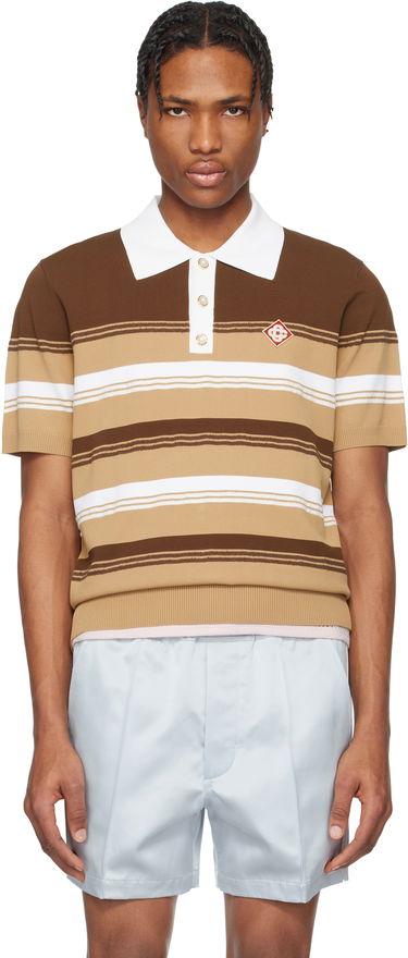 Polo tričko Casablanca Casablanca Stripe Knit Polo Hnedá | MS25-KW-907-01, 0