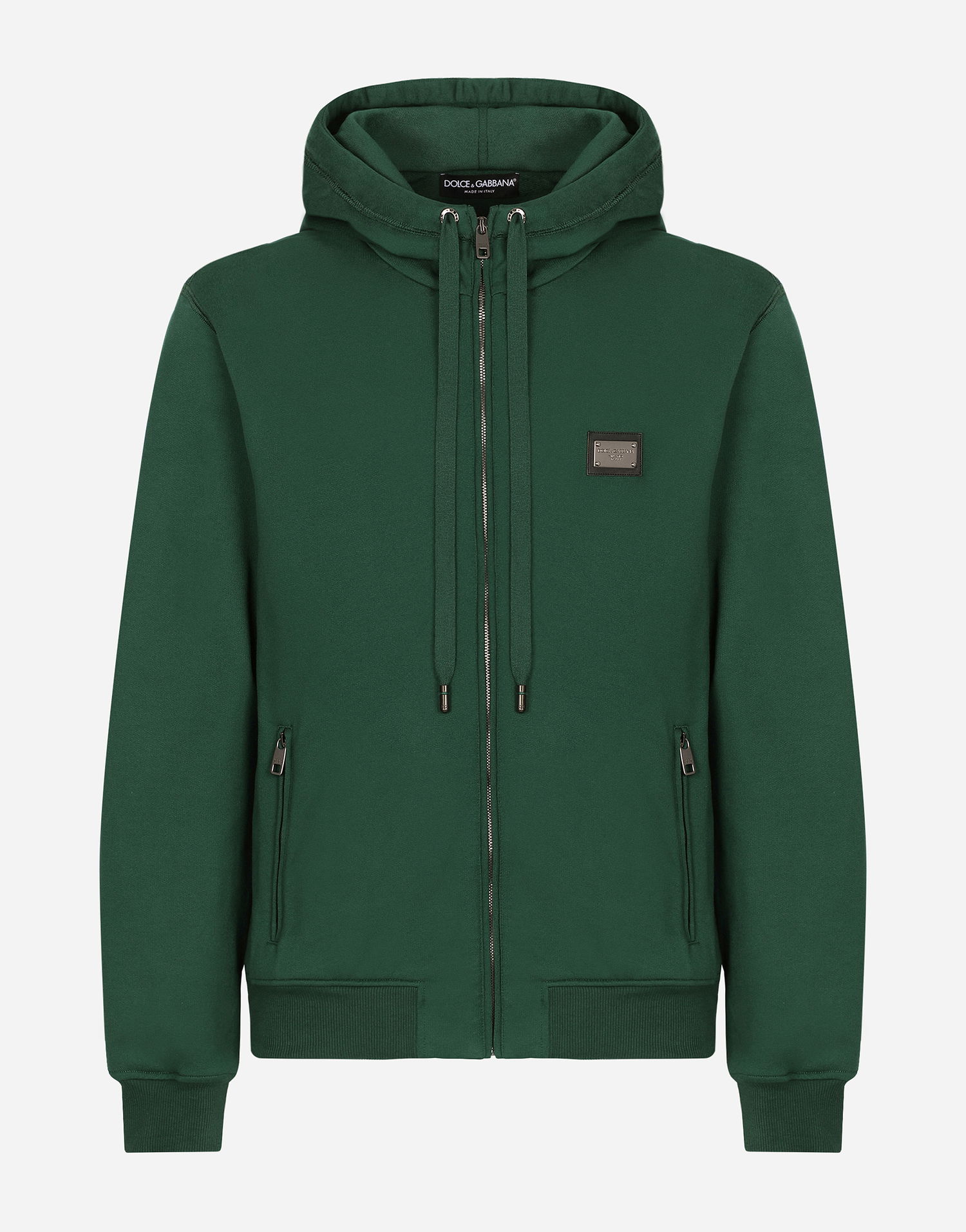 Mikina Dolce & Gabbana Jersey Zip-up Hoodie With Branded Tag Zelené | G9ABITG7F2GV0340, 0
