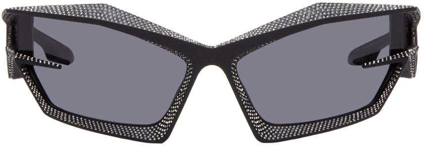 Cut Black Crystal Sunglasses