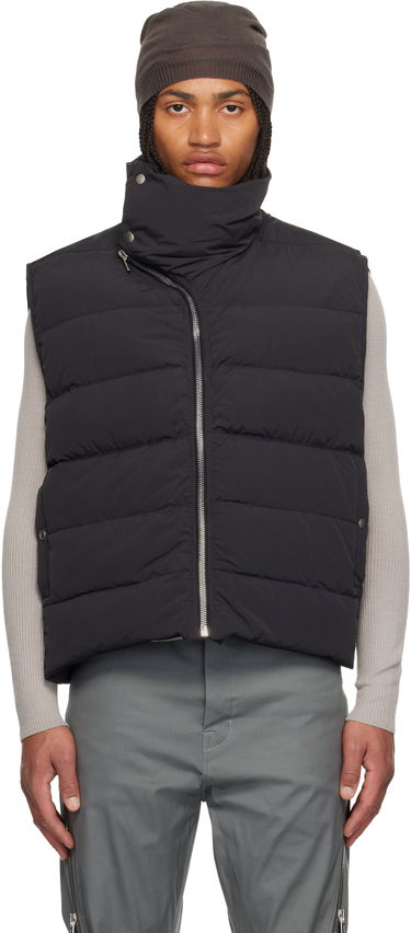Vesta Rick Owens Concordians Flight High Neck Asymmetrical Zip Puffer Down Vest Čierna | RU02E1798 MTD1, 0