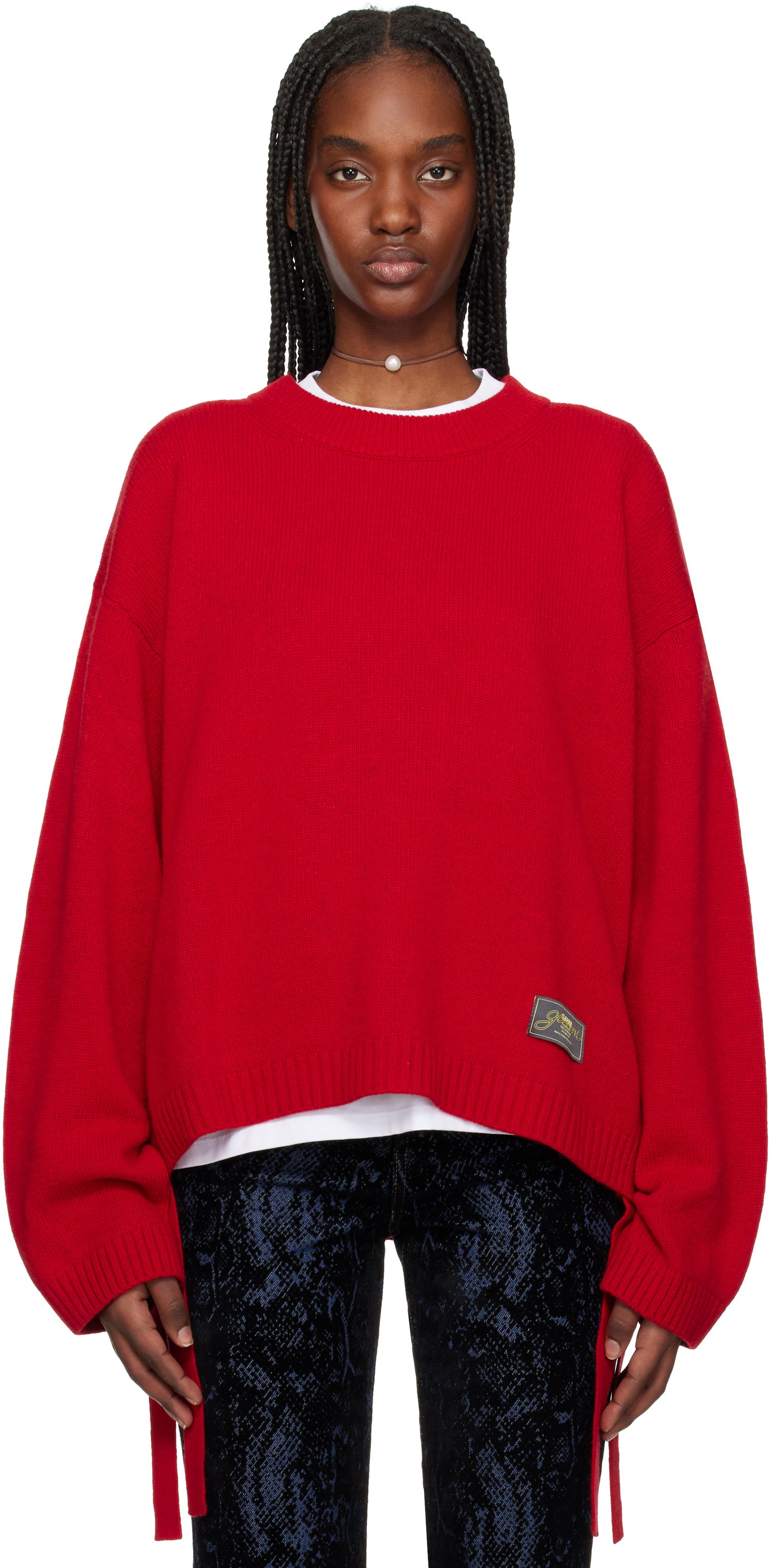 Sveter GANNI GANNI Future Wool Mix Oversized Sweater Červená | K2477, 0