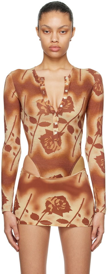 Body Miaou Miaou Carrie Rose Print Bodysuit Hnedá | 6006WOSSRO, 0