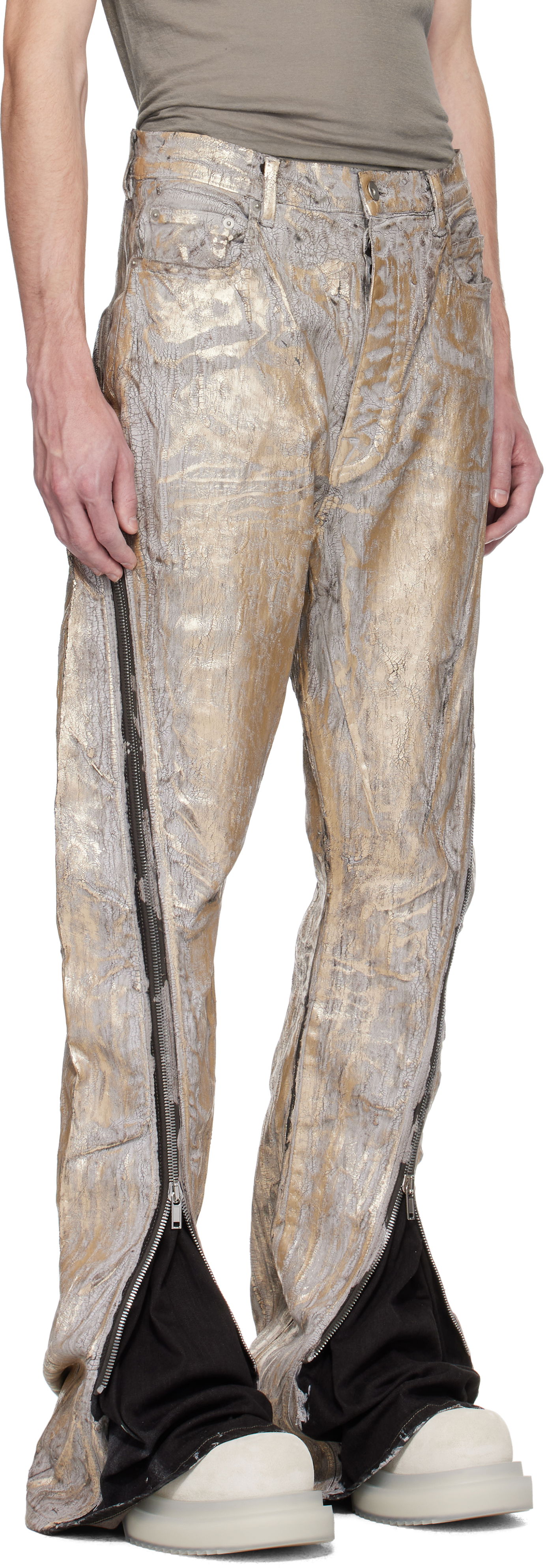 Džínsy Rick Owens Rick Owens Hollywood Bolan Banana Jeans Metalická | RR01E5343 SGMC, 1