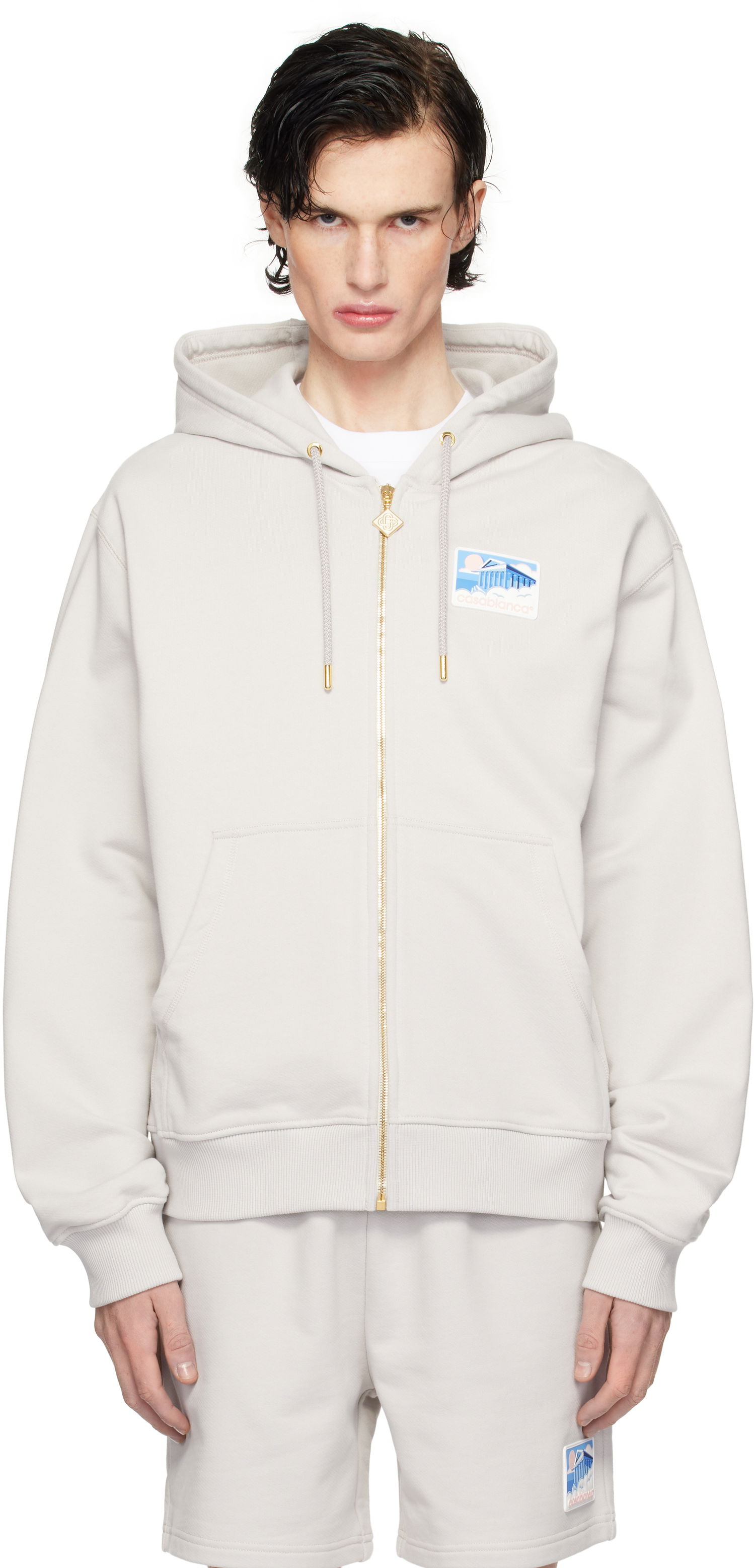 Mikina Casablanca Men's Temple Print Zip Hoodie Šedá | MPS25-JTP-150-01, 0