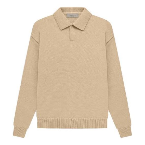 Sveter Fear of God Essentials Knit Long Sleeve Polo Béžová | FOG-SS23-041