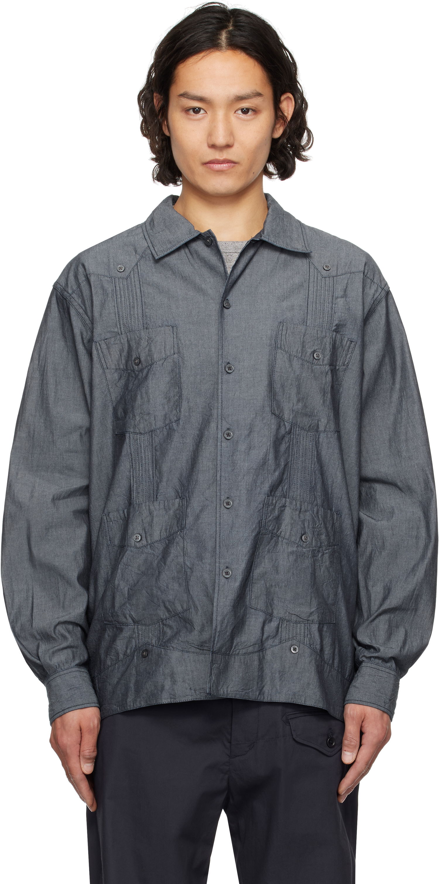 Košeľa Engineered Garments Engineered Garments Guayabera Shirt Šedá | 25S1A032, 0