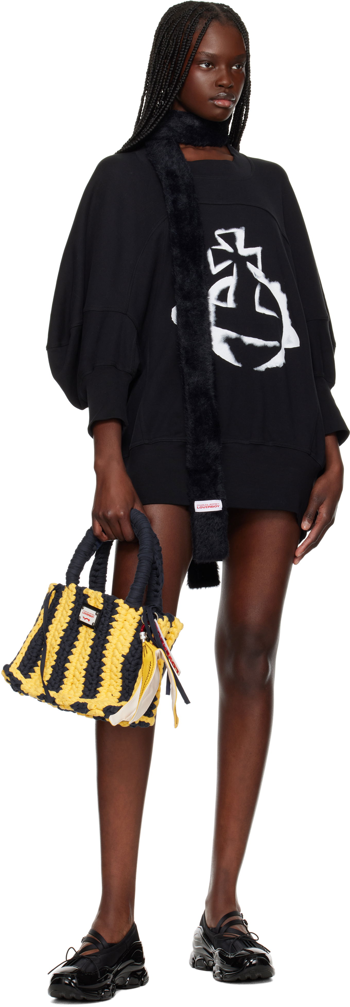 Šál Charles Jeffrey Loverboy Charles Jeffrey LOVERBOY Fluffy Skinny Scarf Čierna | 54140701, 1