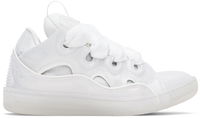 White Leather Curb Glitter Effect Sneakers