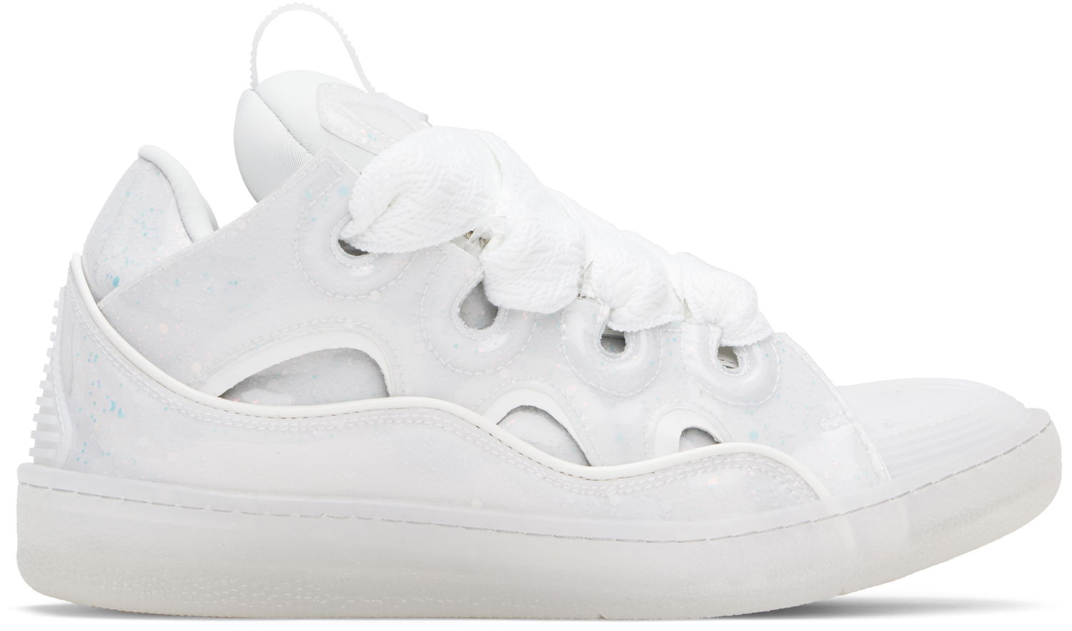 Tenisky a topánky LANVIN White Leather Curb Glitter Effect Sneakers Biela | FU-SKDK12-MEDU-P25, 0