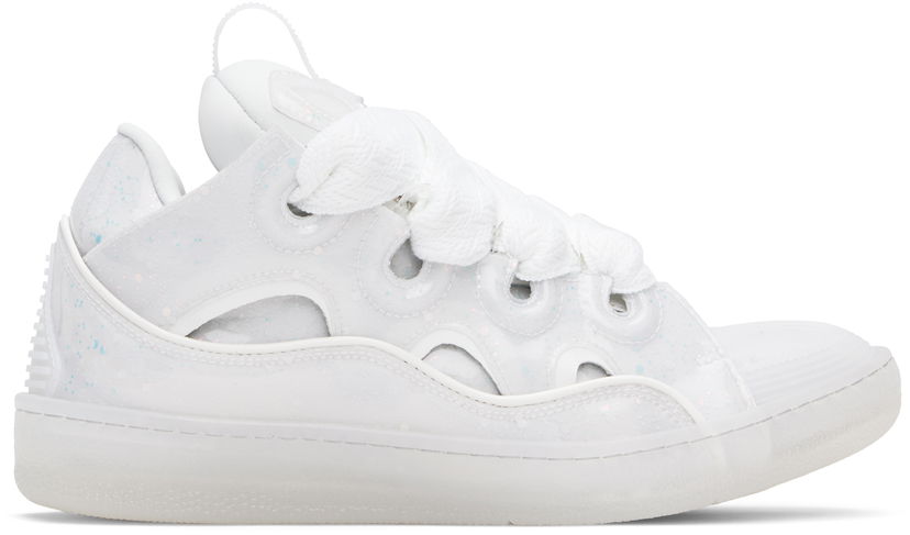 Tenisky a topánky LANVIN White Leather Curb Glitter Effect Sneakers Biela | FU-SKDK12-MEDU-P25