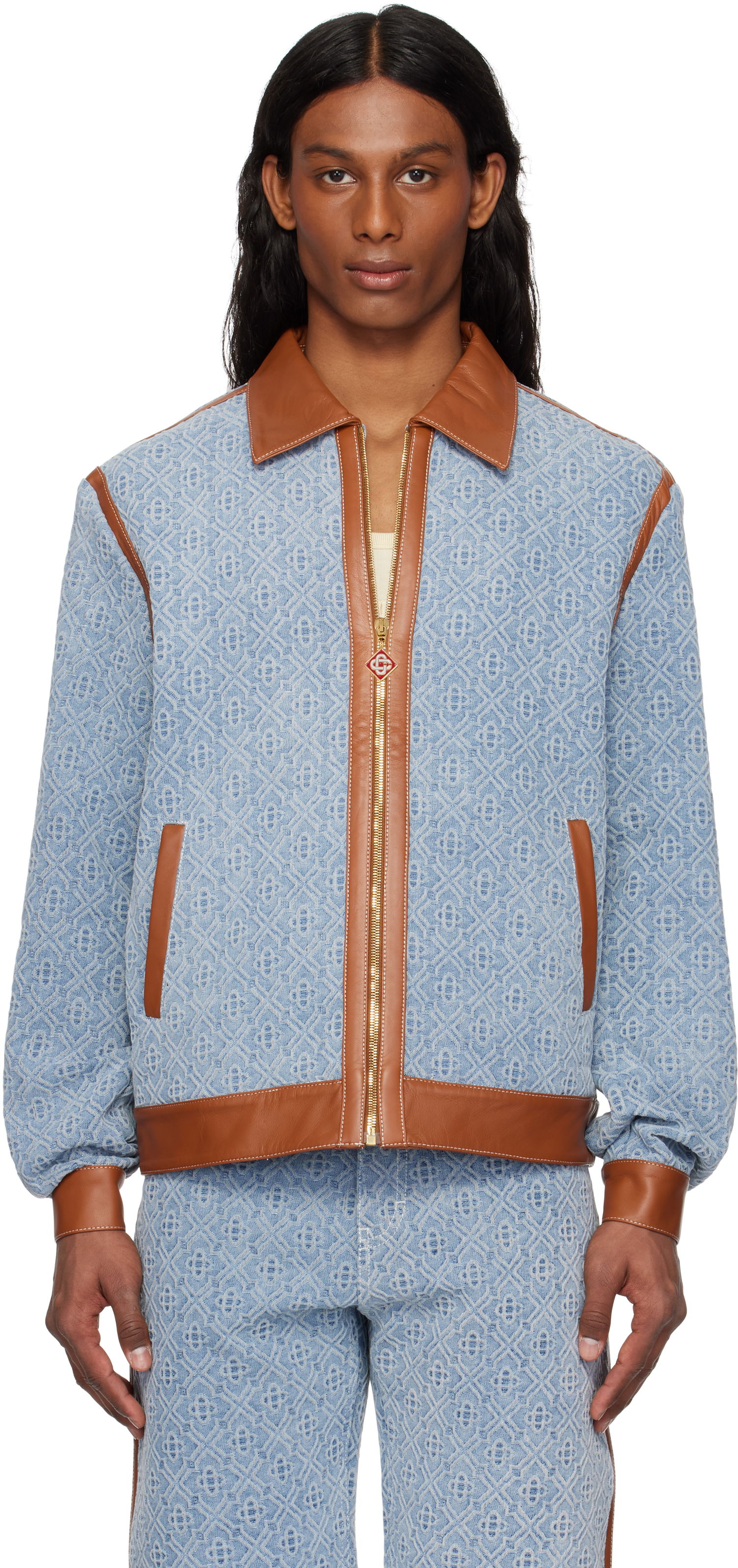 Bomber bunda Casablanca Casablanca Monogram Denim Jacket Modrá | MPS25-JK-339-01, 0