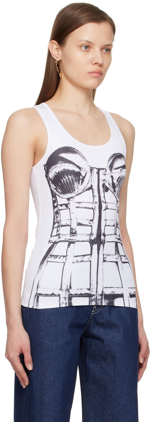 Tielko Jean Paul Gaultier Jean Paul Gaultier Trompe L'oeil Graphic Tank Top Biela | 24/25-F-TO185-J550-0100, 1