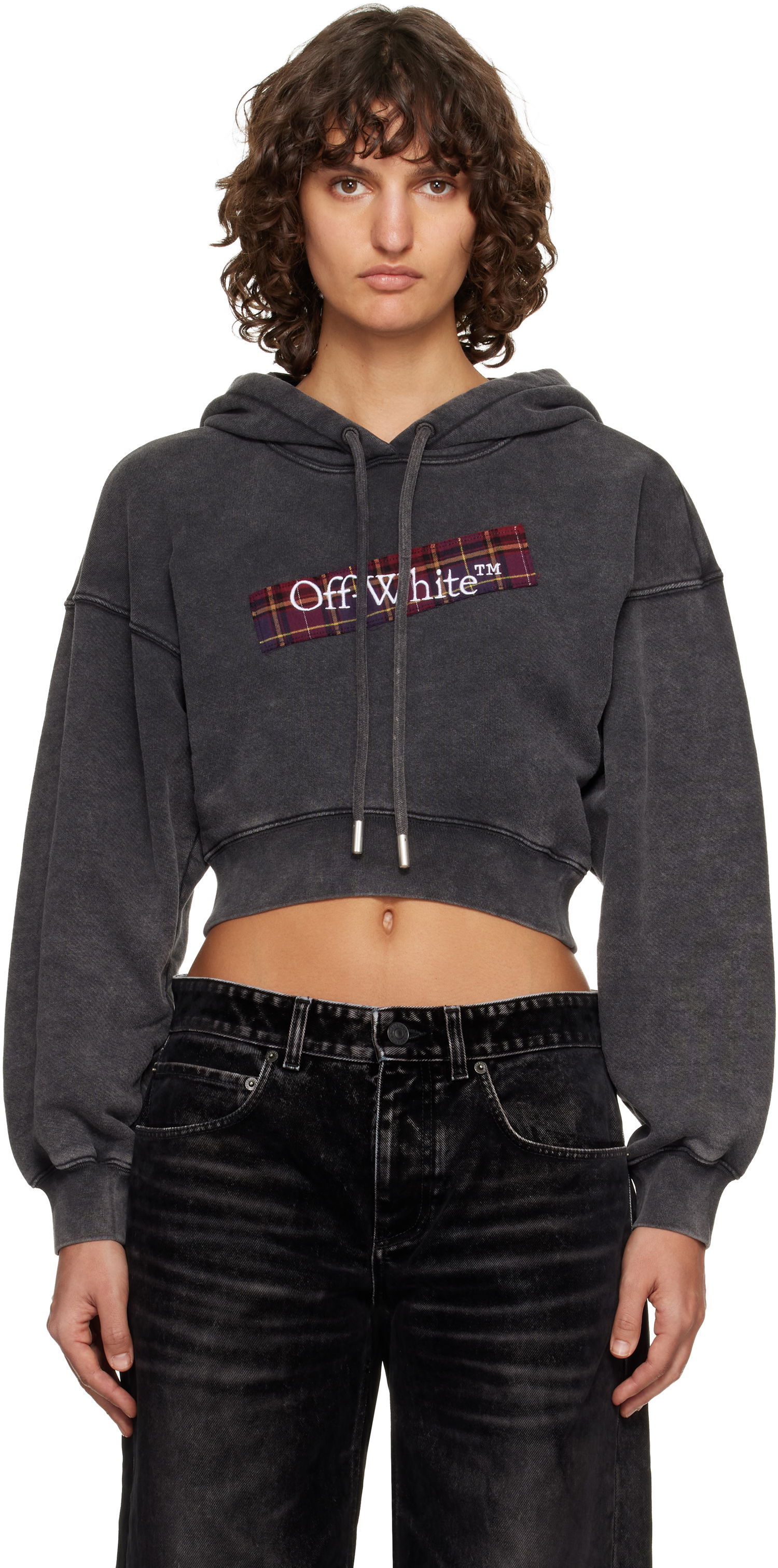 Mikina Off-White Off-White Bookish Crop Logo Hoodie Čierna | OWBB056F25FLE0031301, 0