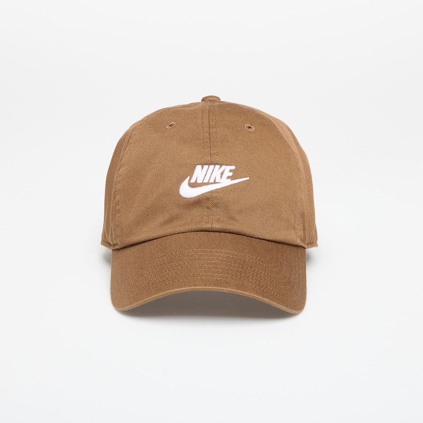 Šiltovka Nike Cap Club Unstructured Futura Wash Cap Mosswood Brown/ White Hnedá | FB5368-235