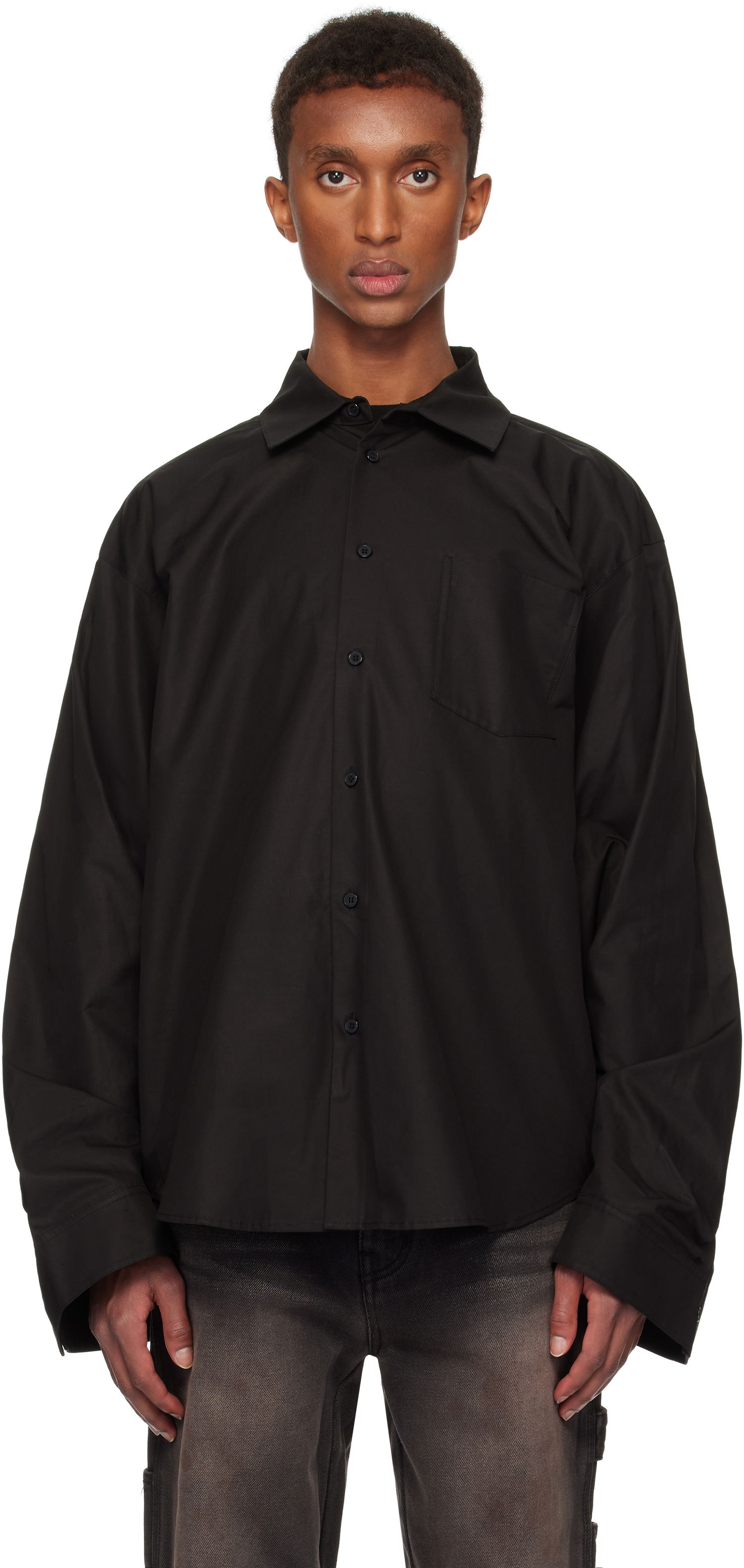 Košeľa We11done We11done Twisted Sleeve Shirt Čierna | WD-SH3-24-110-U-BK, 0