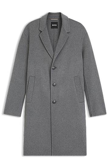 Kabáty BOSS Relaxed-fit melange wool blend coat Šedá | 50551093, 0