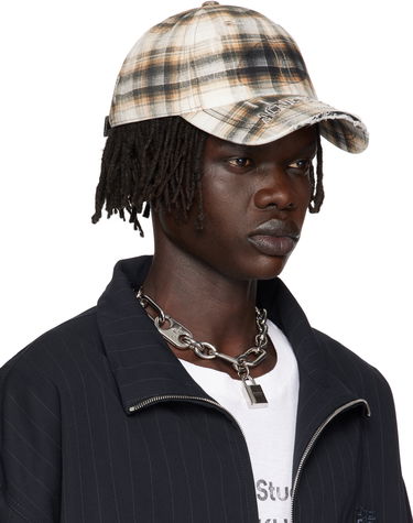 Šiltovka Acne Studios Acne Studios Distressed Plaid Cap Béžová | C40410-, 3