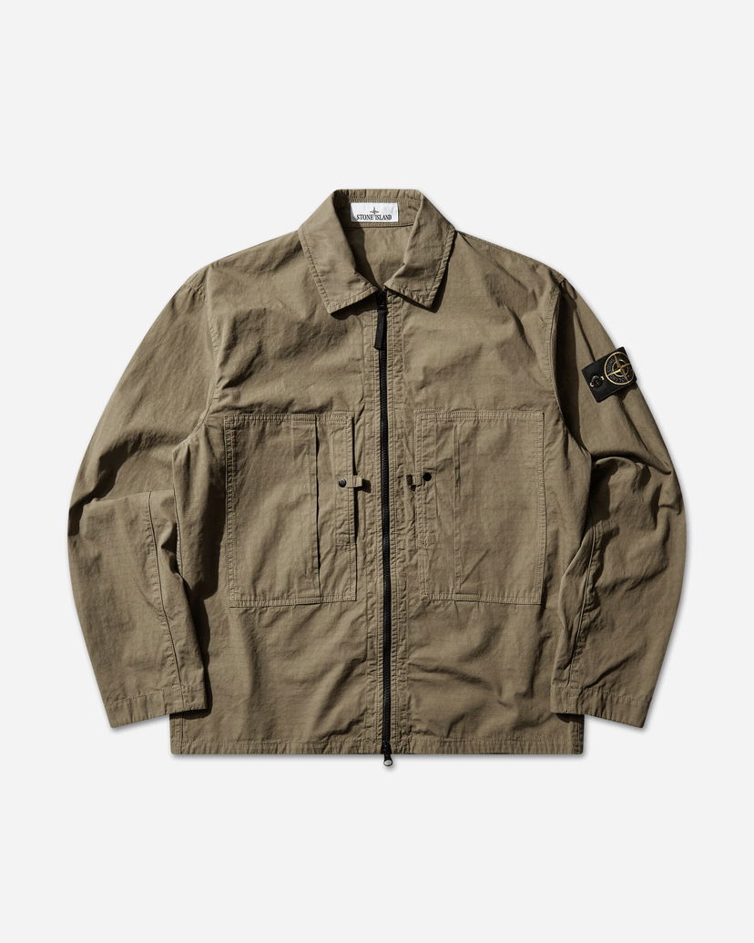 Košeľa Stone Island Mercerised Organic Cotton Ripstop Zip Overshirt Zelené | L1S151200005S0298 V005G
