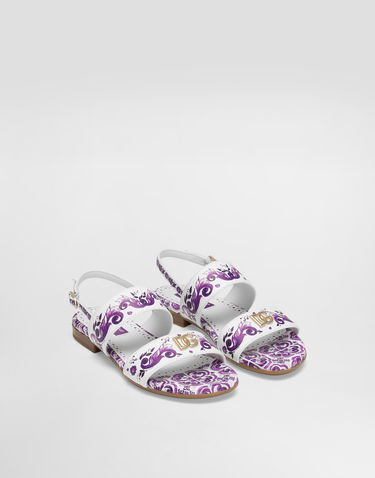 Doplnky Dolce & Gabbana Dolce & Gabbana Majolica Print Calfskin Sandals Biela | D10819A1114I03TN, 1