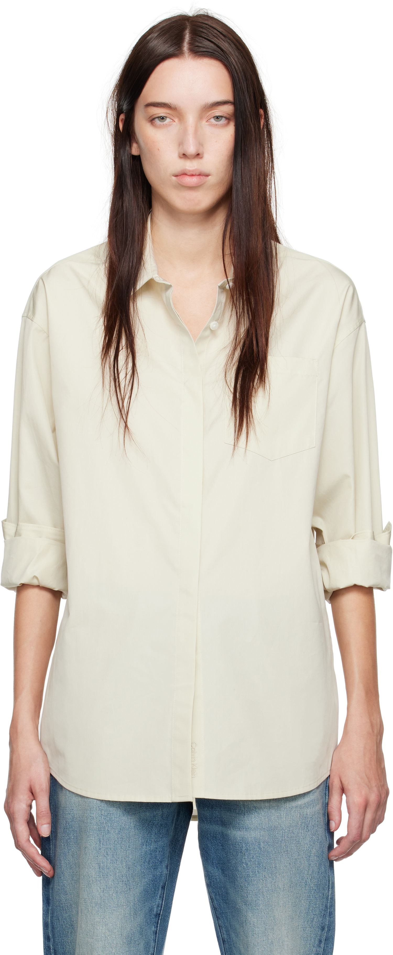 Košeľa CALVIN KLEIN Cotton Poplin Shirt Béžová | 81WL178, 0