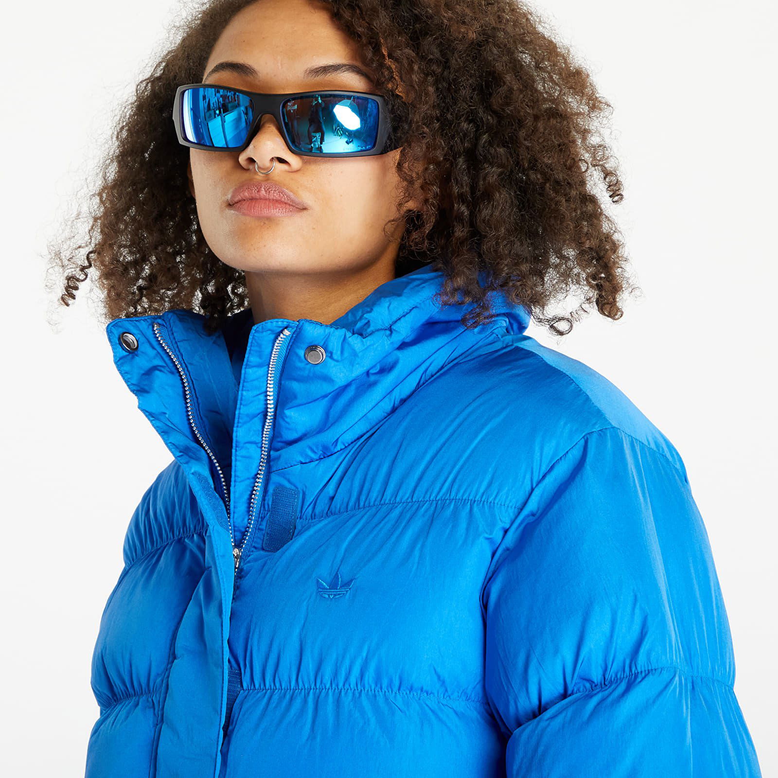 Short Vegan Puffer Jacket "Blue Bird"