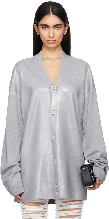 Sveter Maison Margiela MM6 Maison Margiela Plastified Knit Cardigan Šedá | S62HP0026 M13120, 0