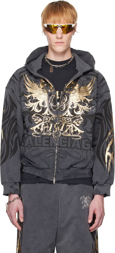 Mikina Balenciaga Balenciaga Tacky Gold Zip Hoodie Šedá | 803264TRVR6, 0