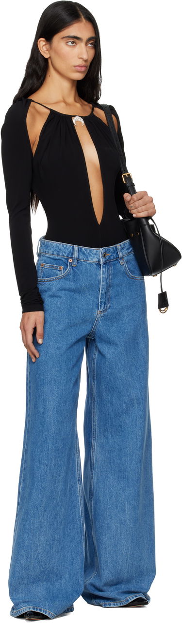 Body Marine Serre Marine Serre Draped Jersey Long Sleeve Crewneck Bodysuit Čierna | WTO459ACJER0082, 4