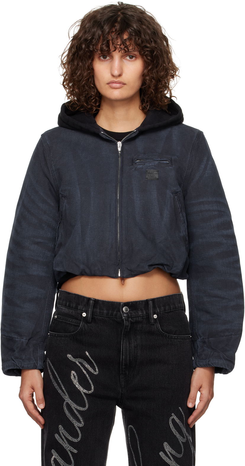 Bunda Alexander Wang Padded Cropped Hooded Jacket Modrá | 4WC4242095