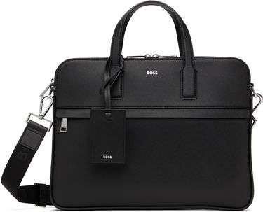 Taška cez rameno BOSS Saffiano Leather Briefcase with Embossed Logo Čierna | 50542241, 0