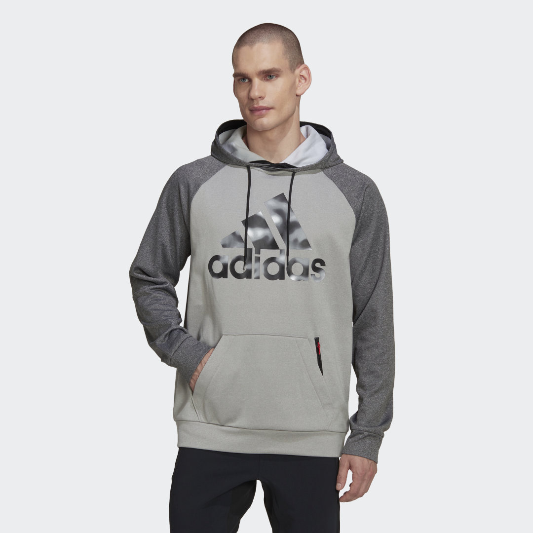 Mikina adidas Performance AEROREADY Game and Go Camo Logo Hoodie Šedá | HK9837, 1