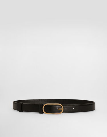 Opasok Dolce & Gabbana Dolce & Gabbana Calfskin Belt with Oval Buckle Čierna | BE1654A3G1980999, 0