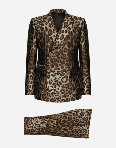 Súprava Dolce & Gabbana Double-breasted Leopard-design Jacquard Suit Hnedá | GKSGMTFJSCNS8350, 0