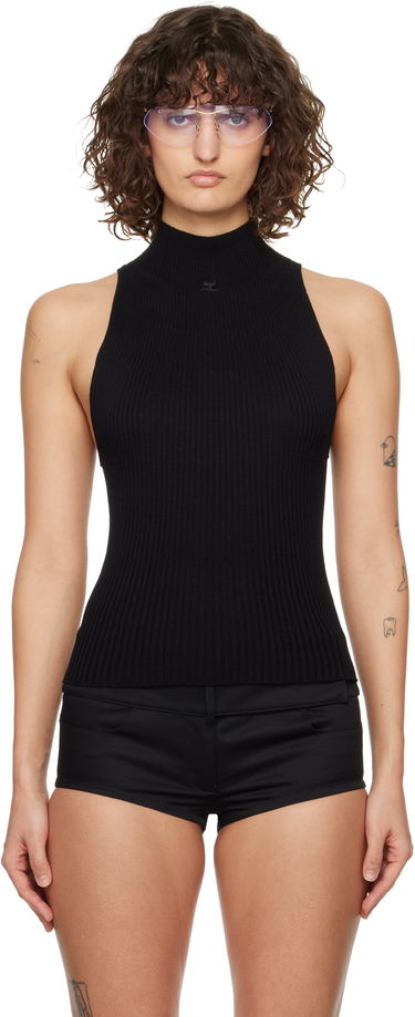Sveter Courrèges Courrèges Mock Neck Rib Tank Top Čierna | 125MTO384FI0049, 0