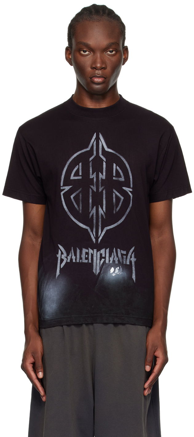 Tričko Balenciaga Black Metal 'BB' Stencil T-Shirt Čierna | 790375TQVT1, 0
